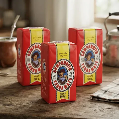 Yerba Mate Compadrito Con Palos Sabor Fuerte Pack 3x500g