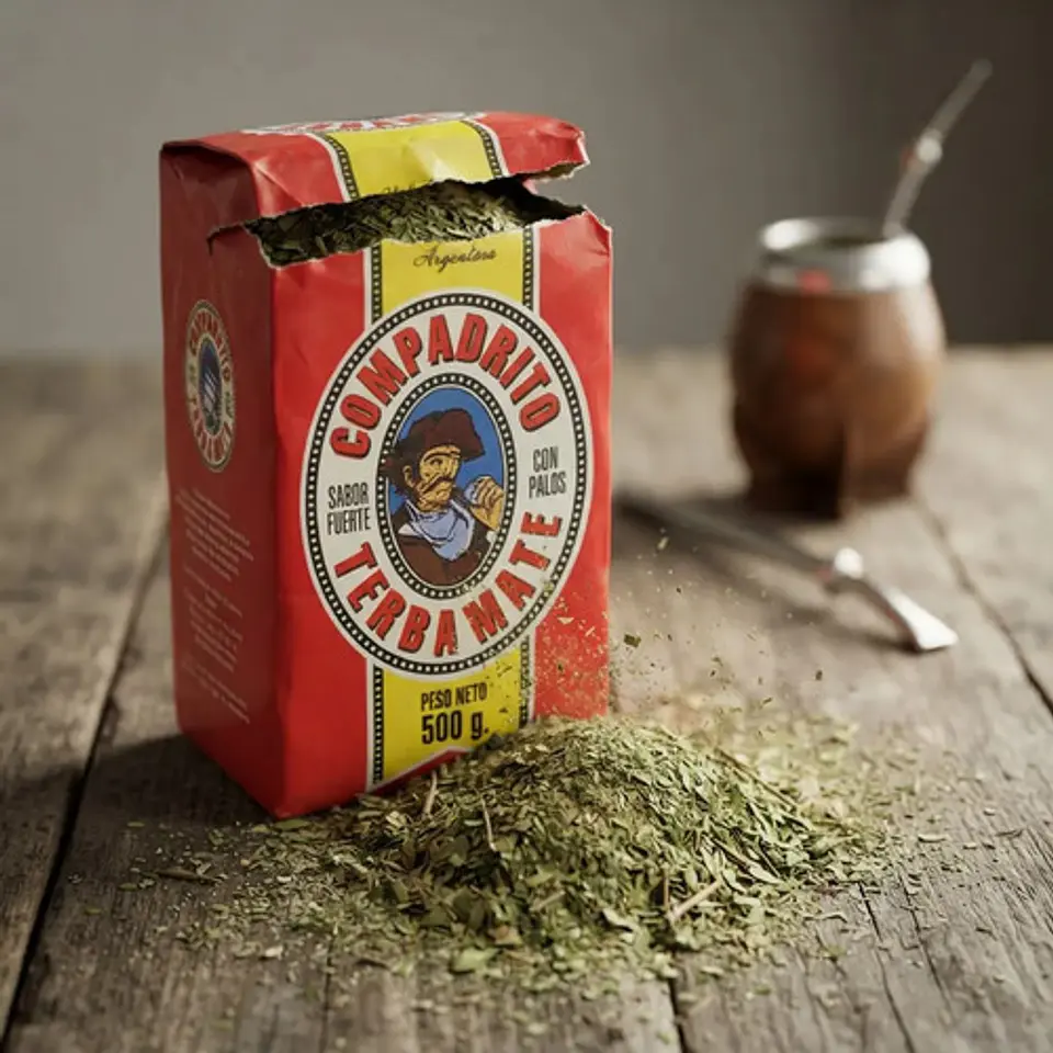 Yerba Mate Compadrito Con Palos Sabor Fuerte Pack 3x500g 4