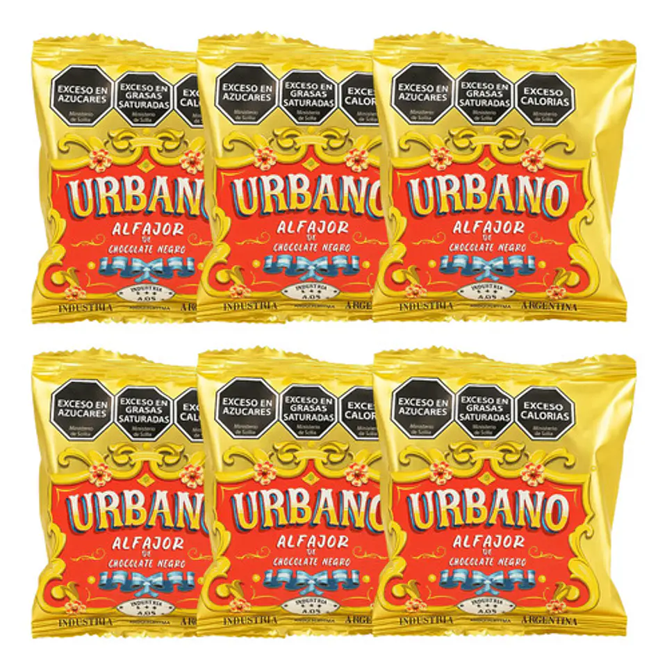 Alfajores Urbano Chocolate Negro Pack 6x40g Argentino 1