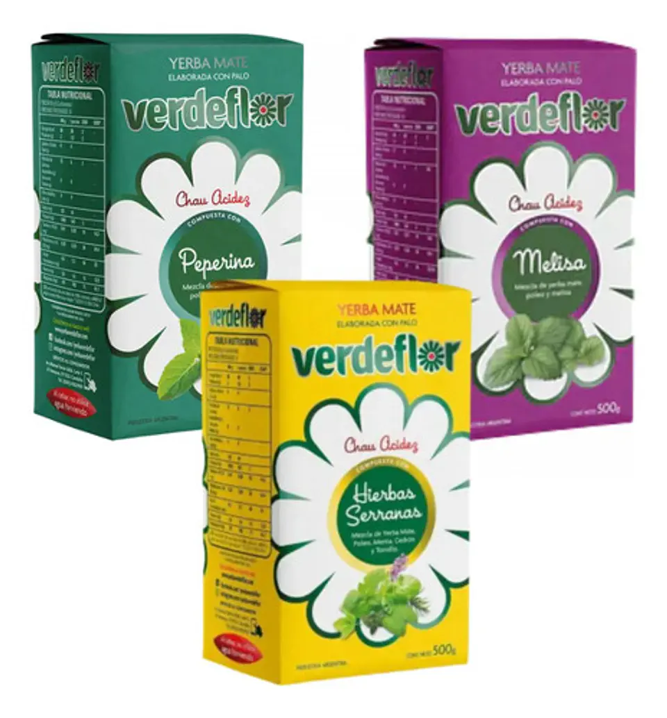 Yerba Mate Verdeflor Peperina, Melisa Y H. Serranas 500g 2