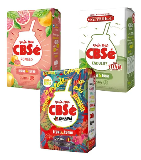 Pack 3 Yerba Mate Cbsé 500g Pomelo Guaraná Y Endulife