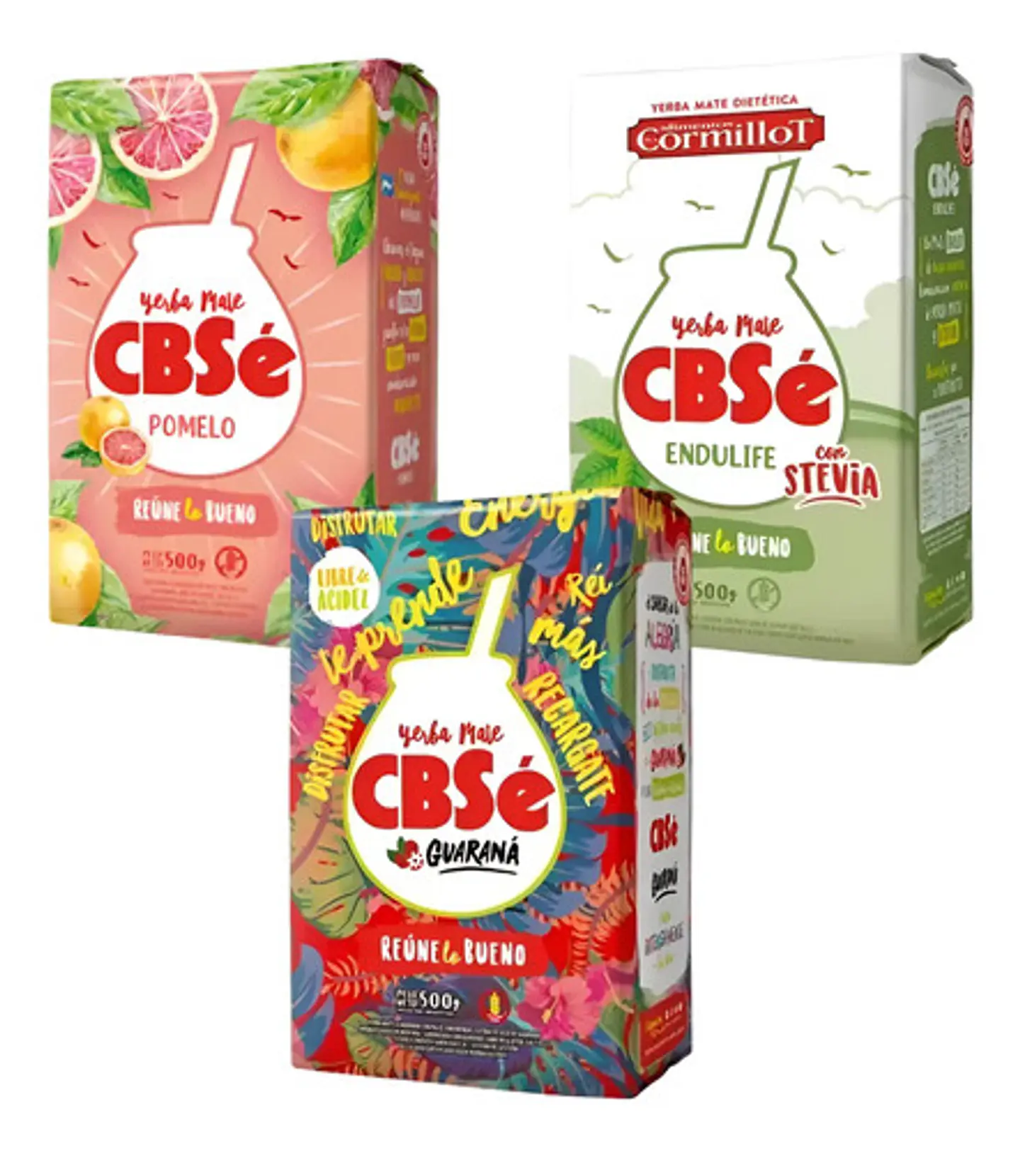Pack 3 Yerba Mate Cbsé 500g Pomelo Guaraná Y Endulife 1