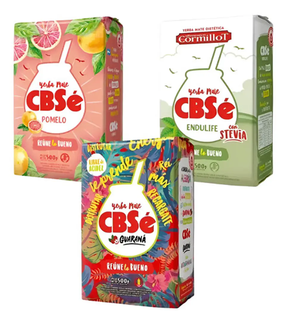Pack 3 Yerba Mate Cbsé 500g Pomelo Guaraná Y Endulife 1