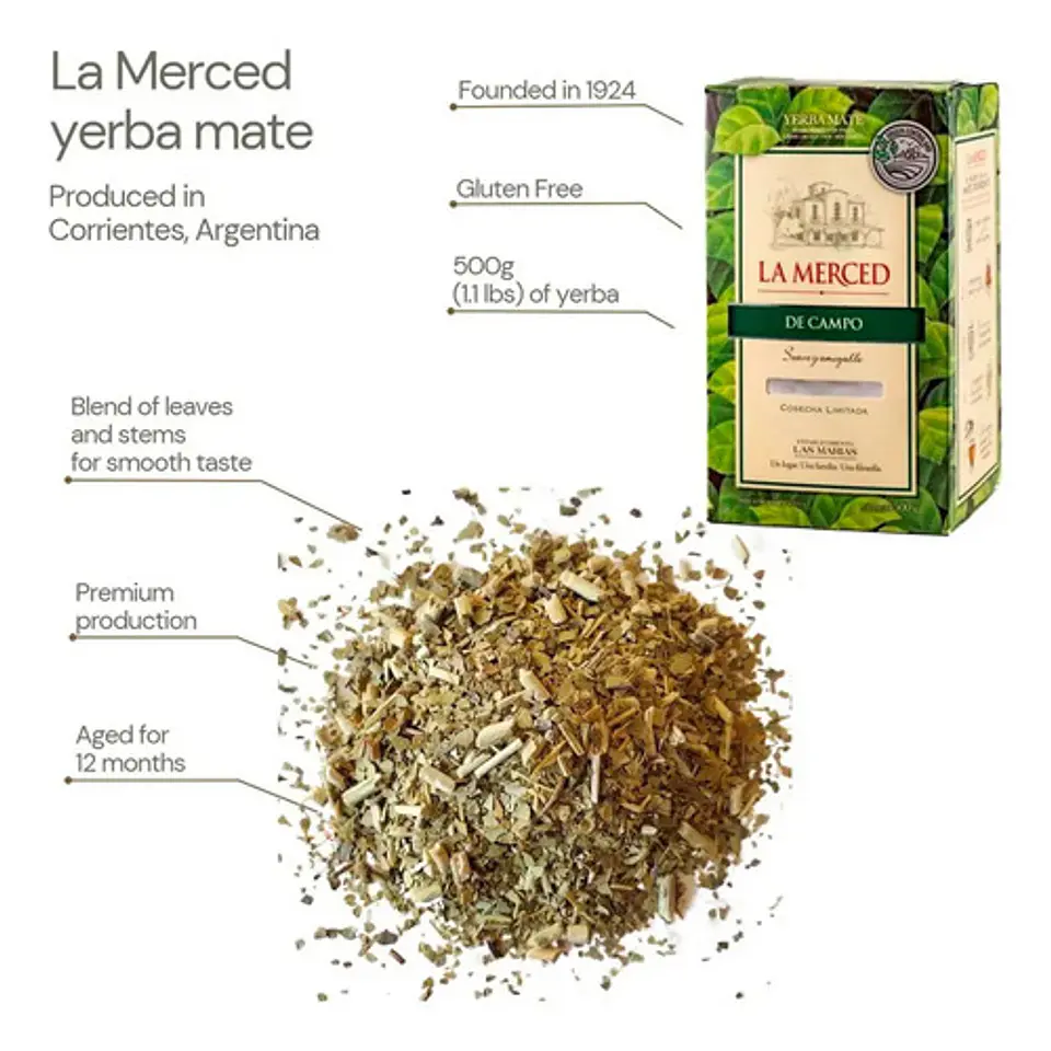 Yerba Mate De Campo La Merced 500g C/ Palo Original Sin Tacc La Merced Campo 5