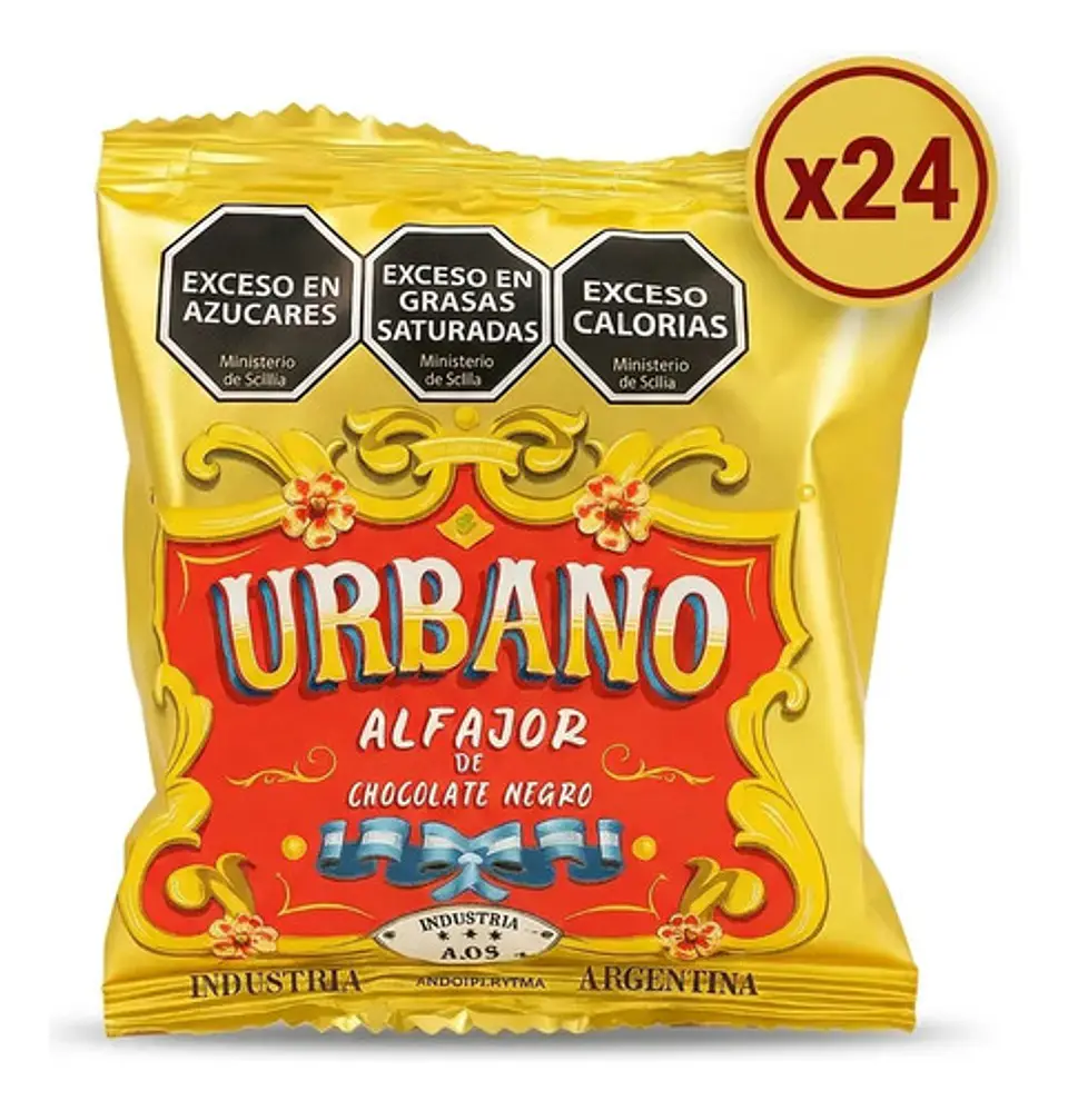 Alfajor Urbano Argentino Chocolate Negro 40g X 24u 2