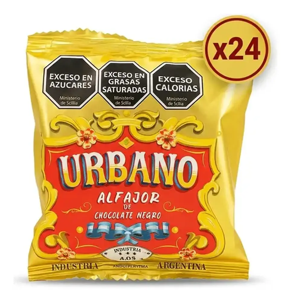 Alfajor Urbano Argentino Chocolate Negro 40g X 24u 4