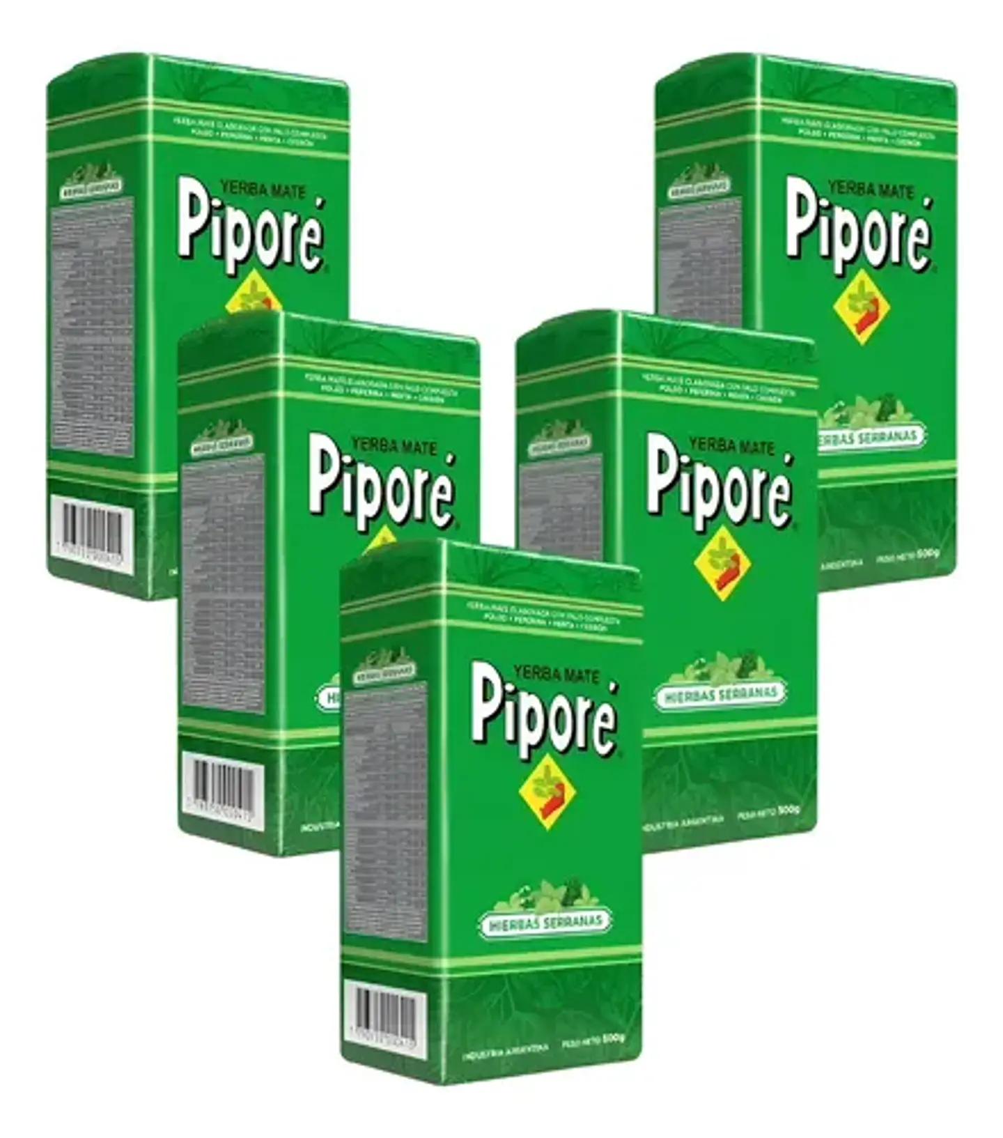 Yerba Mate Piporé Hierbas Serranas Pack 5x4 500g 1