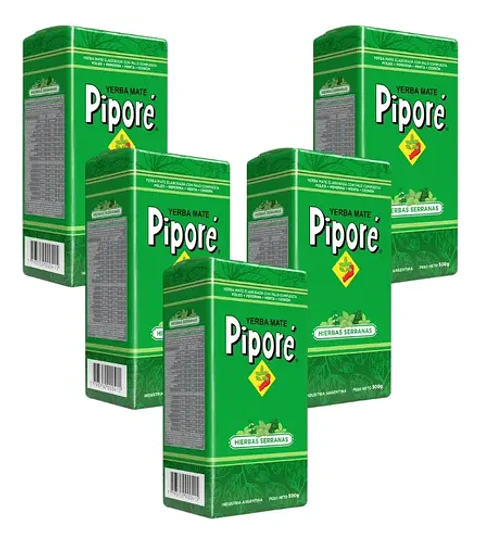 Yerba Mate Piporé Hierbas Serranas Pack 5x4 500g