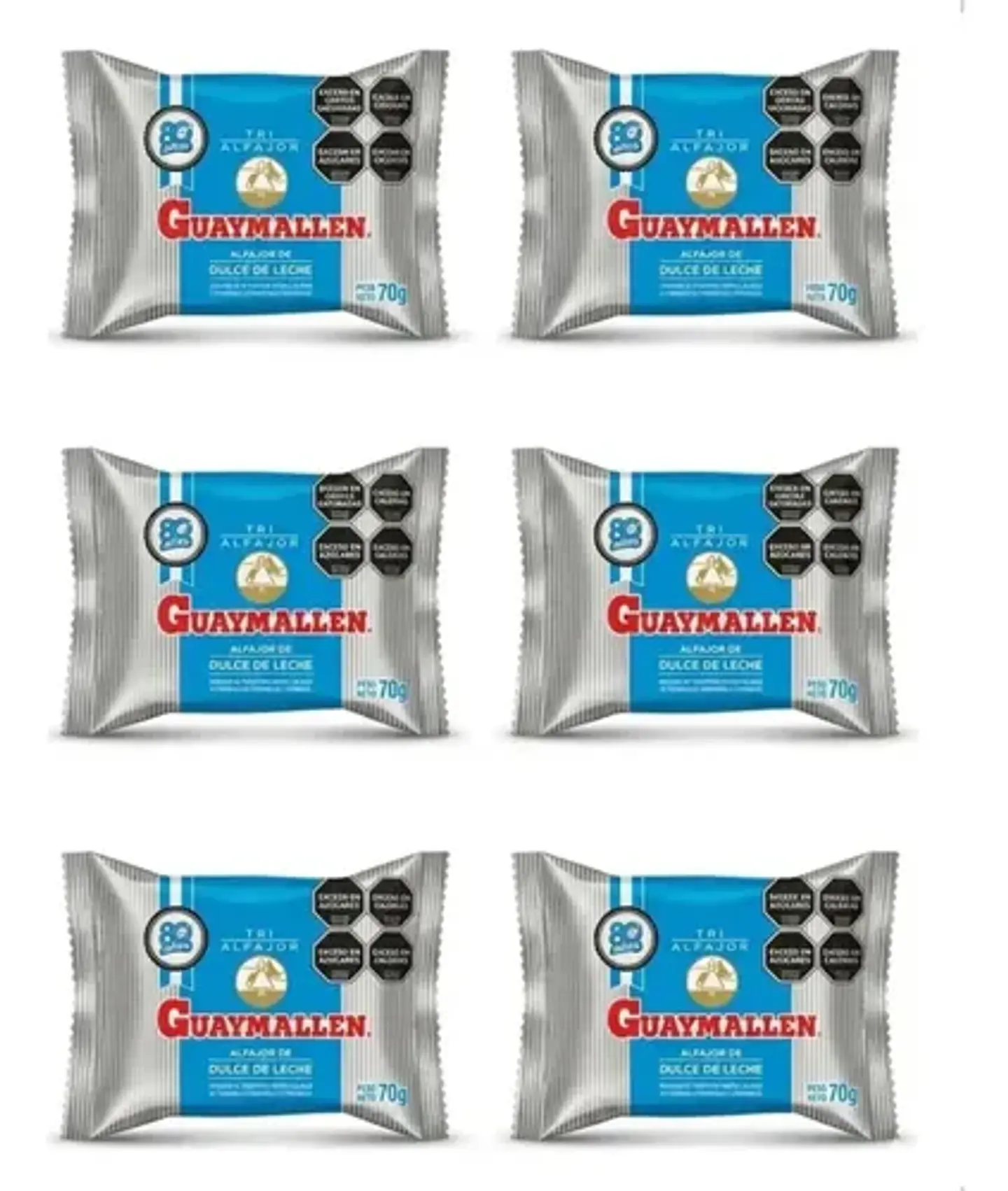 Alfajor Guaymallen Triple Blanco Dulce De Leche 70g Pack X6 1