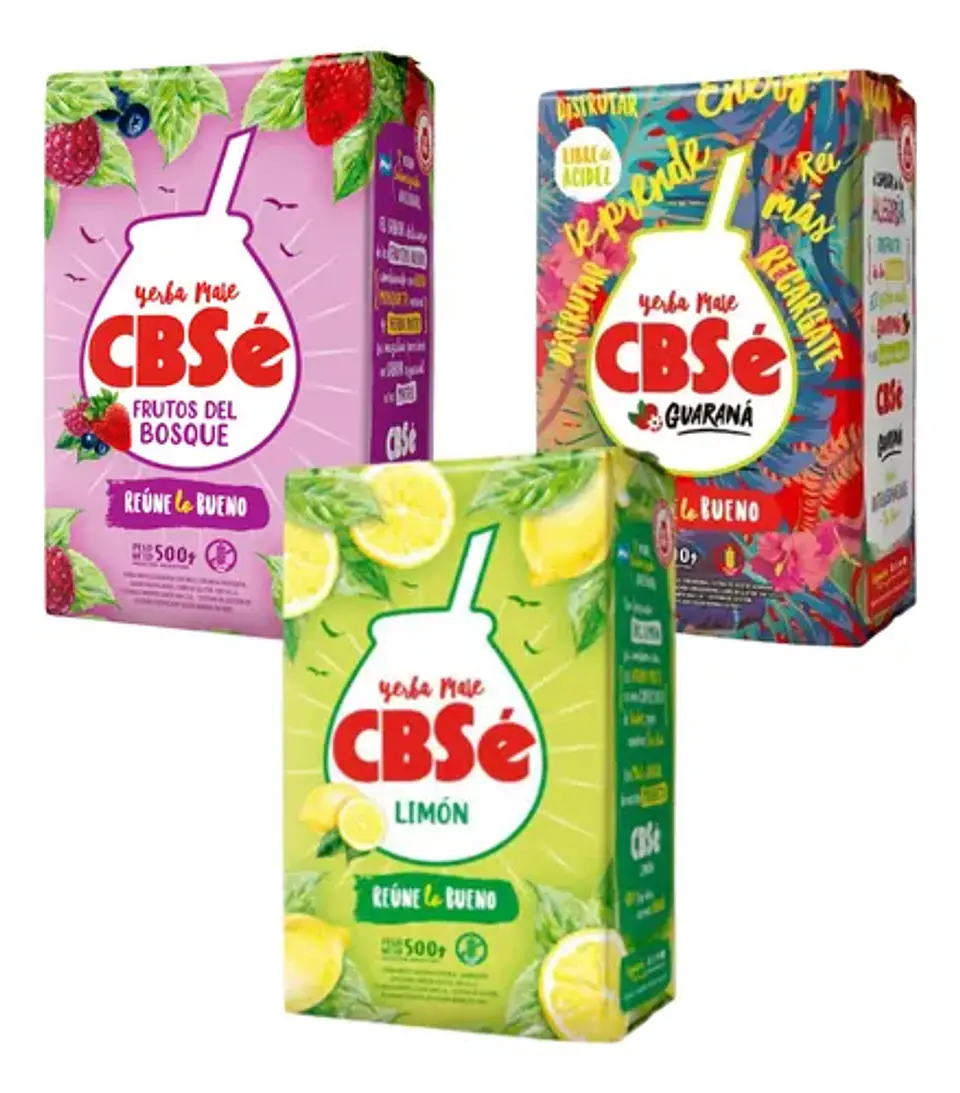 Yerba Mate Cbsé F. Del Bosque, Guaraná Y Limón Pack 3x500g 1