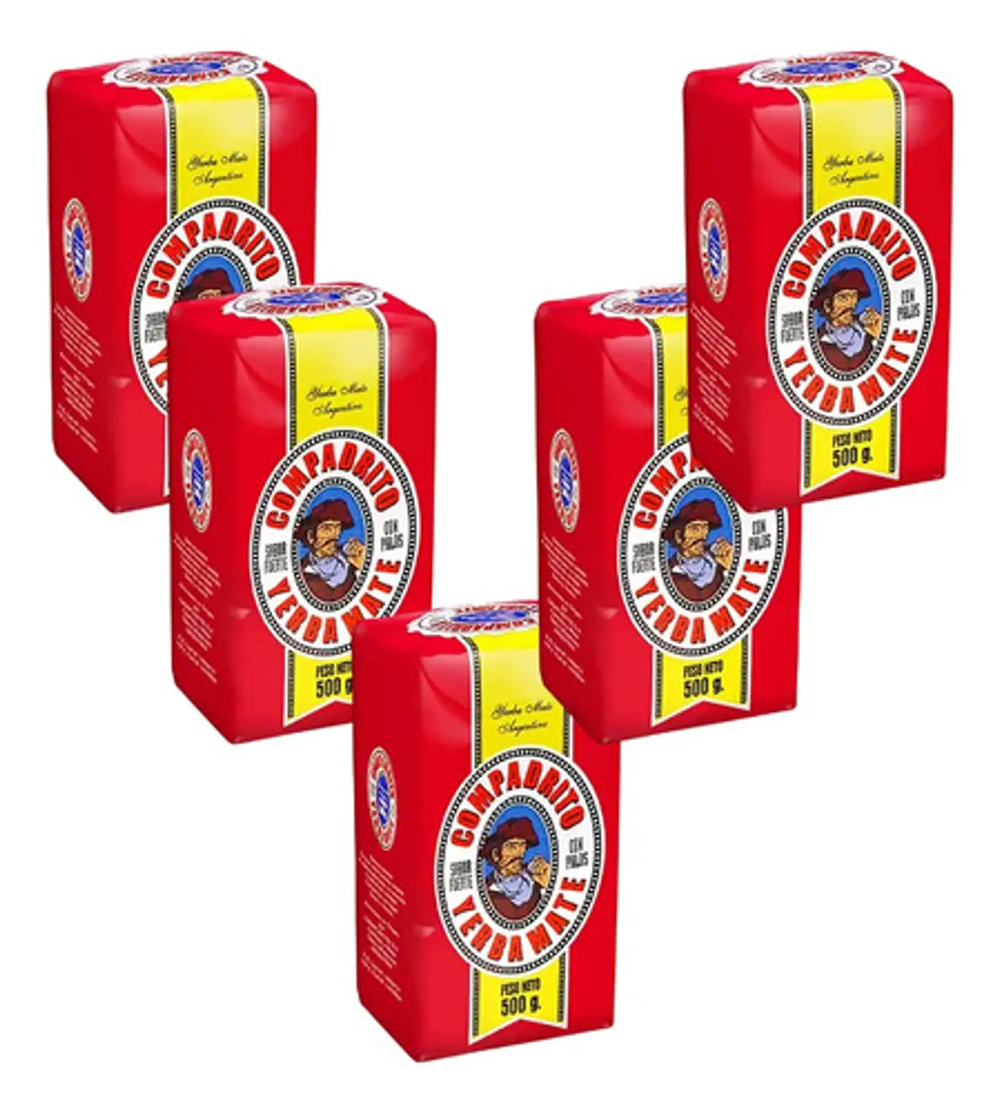Pack 5x4 Yerba Mate Compadrito Con Palo 500g Sabor Fuerte 1