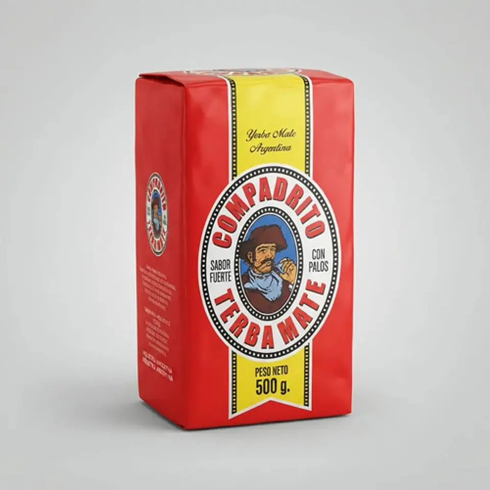 Pack 5x4 Yerba Mate Compadrito Con Palo 500g Sabor Fuerte 4