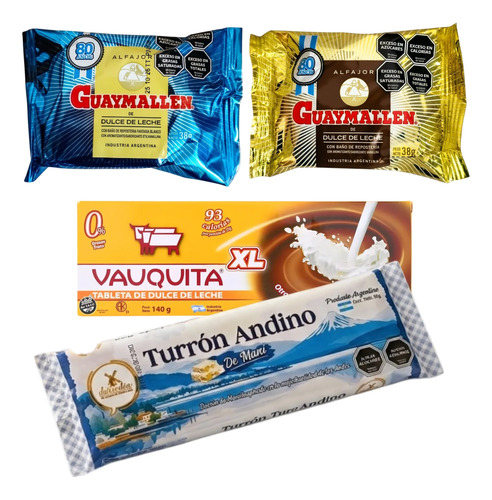 Pack Vauquita 140g + Alfajor 1 Negro, 1 Blanco Y Turrón 90g 1