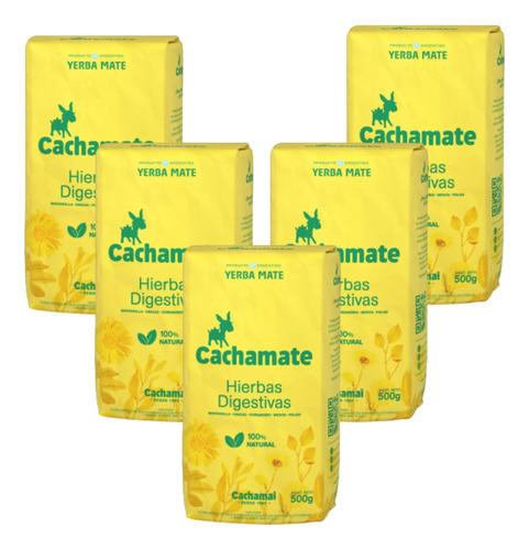Yerba Mate Cachamate Hierbas Digestivas Pack 5x4 500g 1