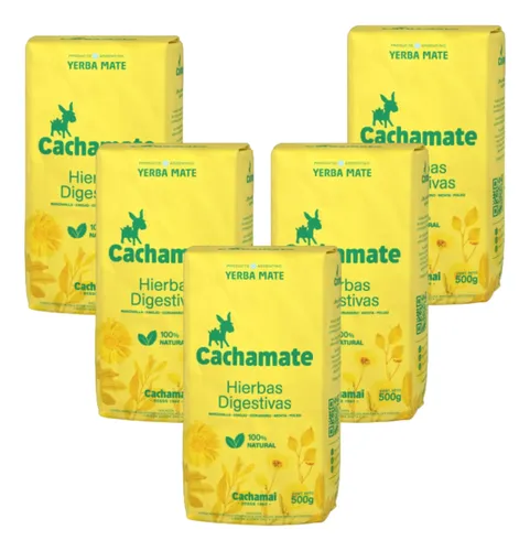 Yerba Mate Cachamate Hierbas Digestivas Pack 5x4 500g 4