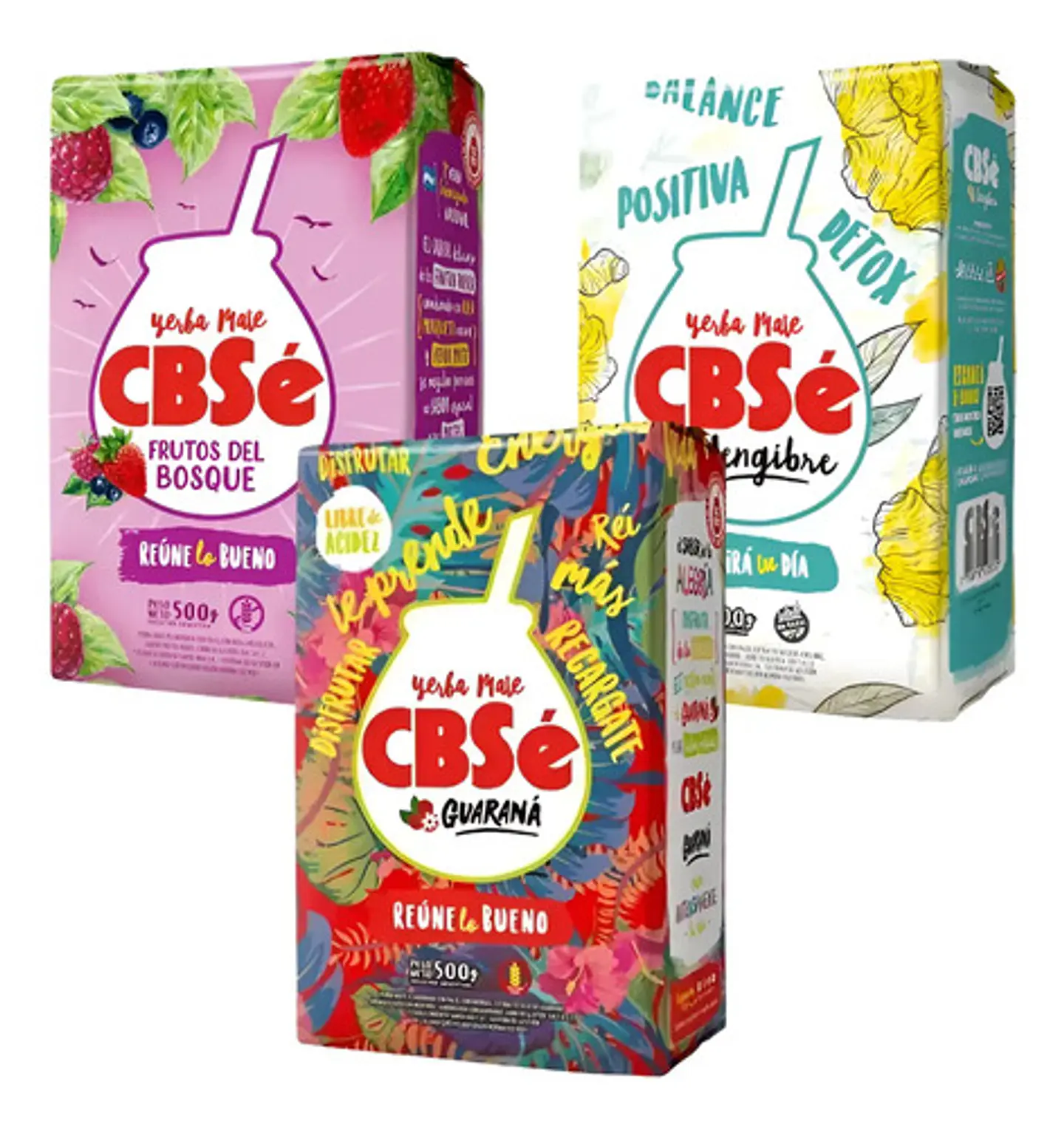 Pack 3 Yerba Mate Cbsé Guaraná, F. Bosque Y Jengibre 500g 1