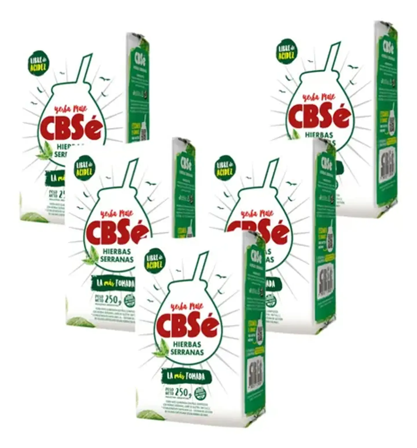 Yerba Mate Cbsé Hierbas Serranas Pack 5x4 250g 3