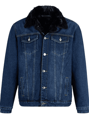 Hermosa Chaqueta Jean Mezclia Forrada Con Cherpa Calida Negro Para Hombre Coleccion Primavera Verano Fashion Tela 5 Estrellas Diseño Exclusivo Og