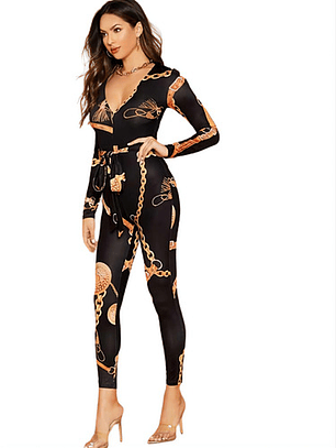 Hermoso Enterito Mono Largo Con Estampado 3d Tela Fresca Og