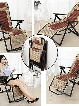 Hermosa Reposera Silla Plegable Hecho De Bambú Natural Og