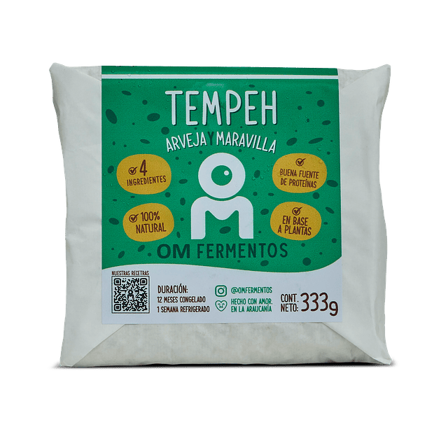 Tempeh de arvejas 333 grs. OM Fermentos