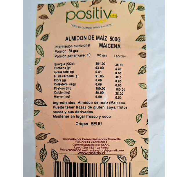 Almidón de maíz (maicena) 500gr Positiv 2