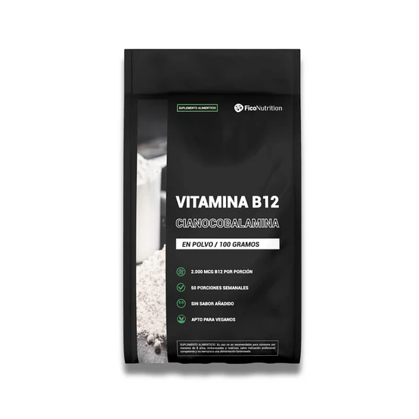 Vitamina B12 en polvo 2000 mcg (50 Porciones Dosis Semanal) – FicoNutrition 1