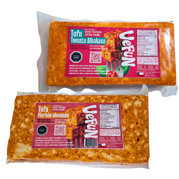 Pack 1 tofu ahumado + 1 tofu merken 500 grs. VEFUN