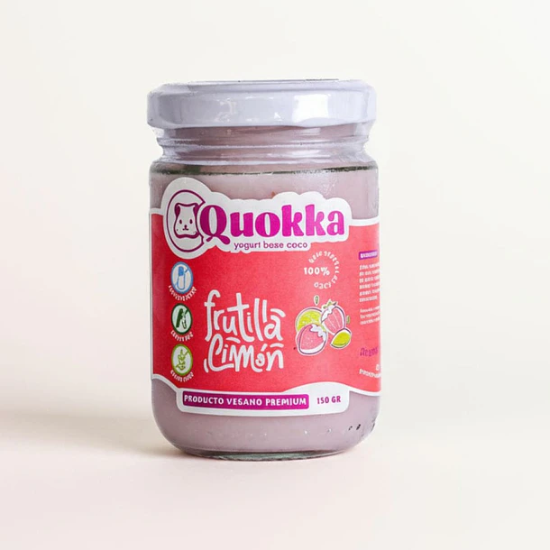 Yogurt vegano de coco sabor Frutilla Limón 150 grs Quokka 1