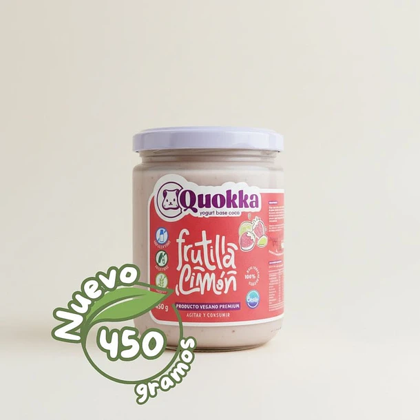 Yogurt vegano de coco sabor Frutilla Limón 450 grs Quokka