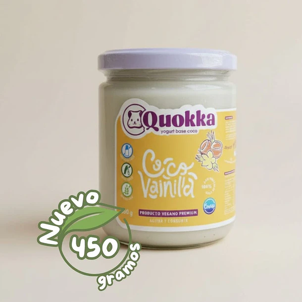 Yogurt vegano de coco sabor vainilla 450 grs. Quokka