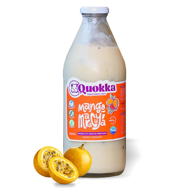 Yogurt vegano de coco sabor Mango Maracuya 1 litro Quokka