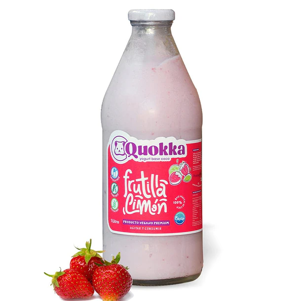 Yogurt vegano de coco sabor Frutilla Limón 1 litro Quokka