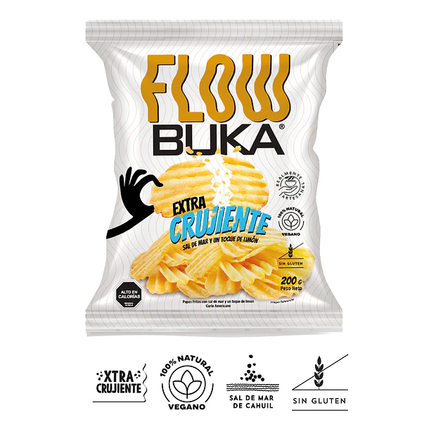 Papas fritas flow sal de mar y toque de limón BUKA 200 grs