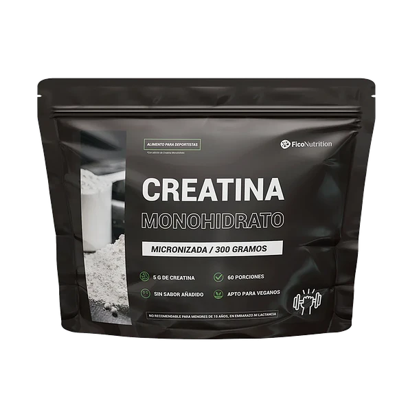 Creatina Monohidrato Micronizada 200 mesh En Polvo 300 Gr (60 Porciones) – FicoNutrition 1