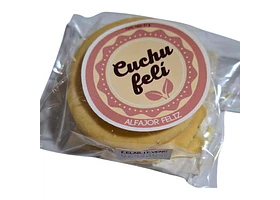Alfajor bañado en chocolate blanco Cuchufeli