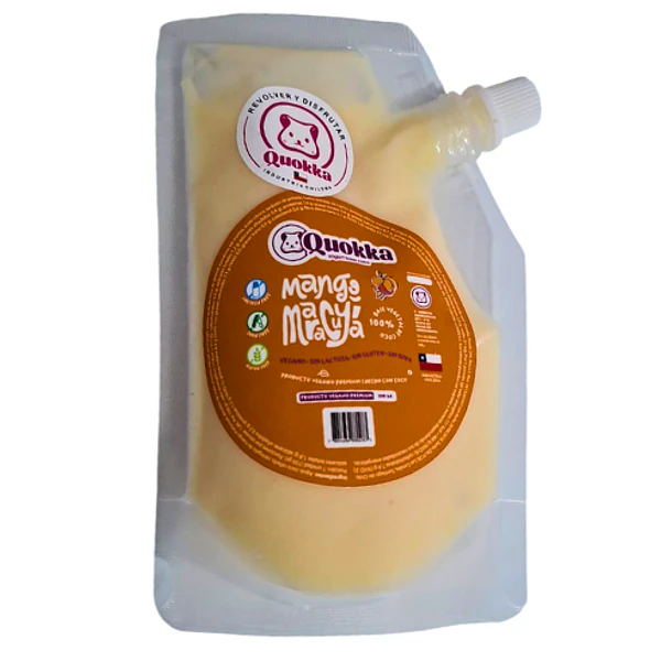 Yogurt vegano de coco sabor Mango Maracuya Doypack 220 grs. Quokka