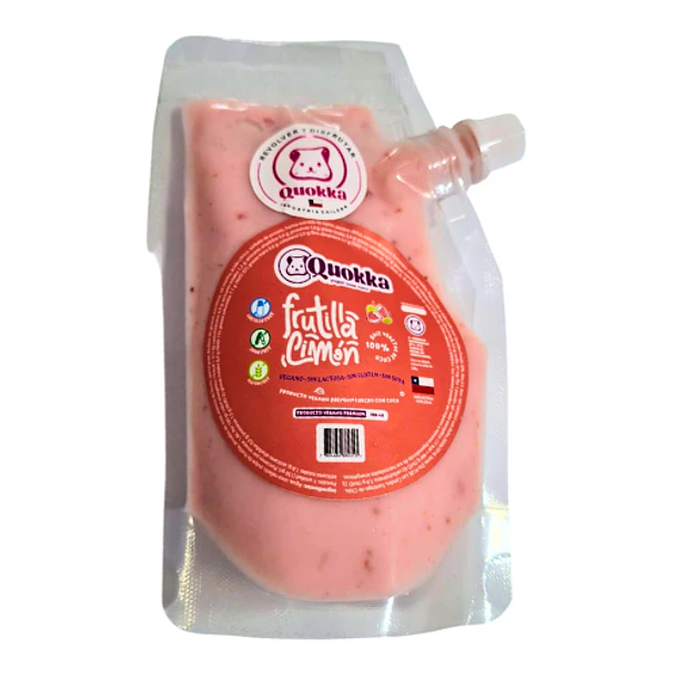 Yogurt vegano de coco sabor Frutilla Limón Doypack 220 grs. Quokka