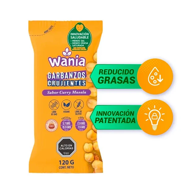 Garbanzos crujientes con Curry Masala 120 grs.  WANIA 1