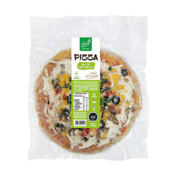 Pizza congelada Mix de Verduras 23cm 300 grs SHEN 1