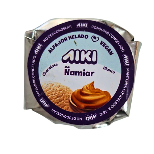 Alfajor helado Manjar bañado en chocolate blanco AIKI 