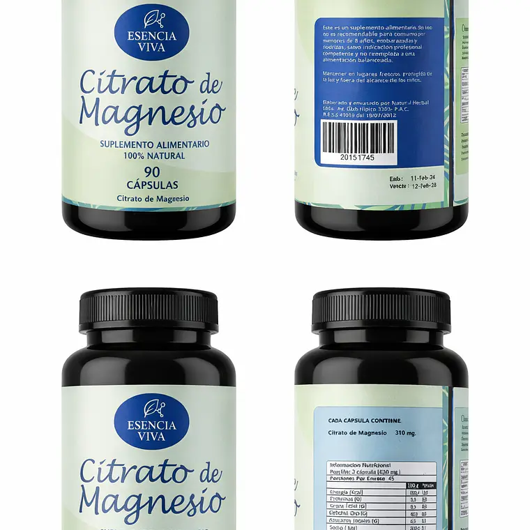 Magnesio Citrato 310mg 90 Cápsulas 2