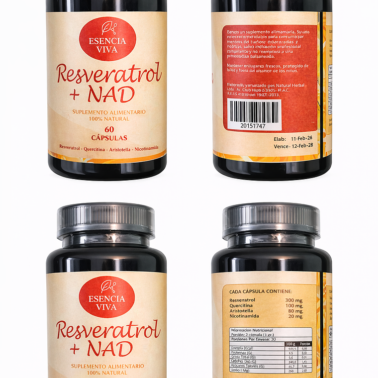 Resveratrol + NAD 500 mg 60 Cápsulas 2