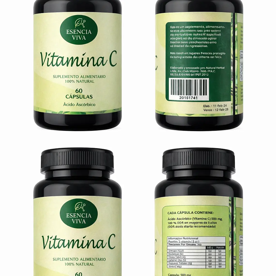  Pack Colágeno 500mg 60cap + Vitamina C 500mg 60cap 4