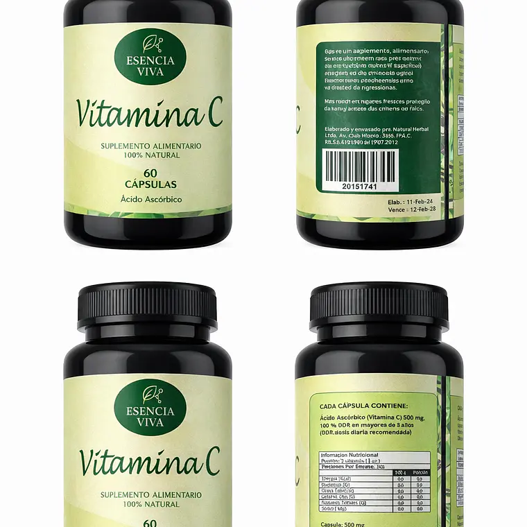  Pack Colágeno 500mg 60cap + Vitamina C 500mg 60cap 4