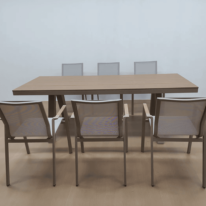 SET MESA COMEDOR 6 SILLAS GRIS 5