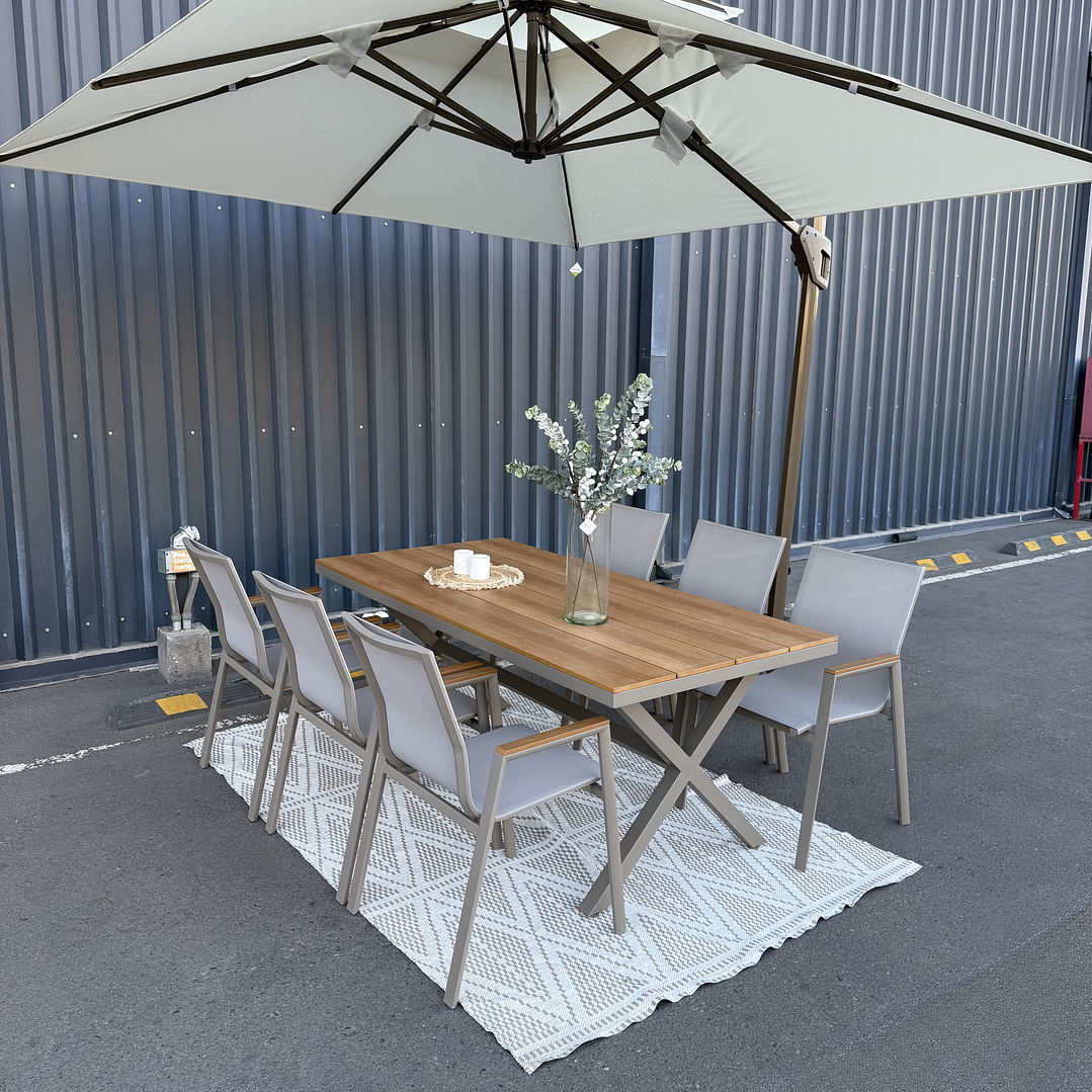 SET MESA COMEDOR 6 SILLAS GRIS 3