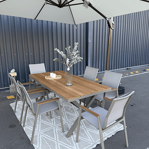 SET MESA COMEDOR 6 SILLAS BEIGE