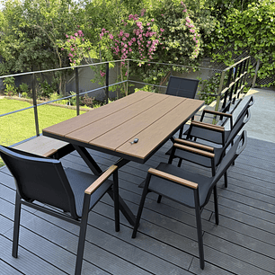 SET MESA COMEDOR 6 SILLAS BLACK