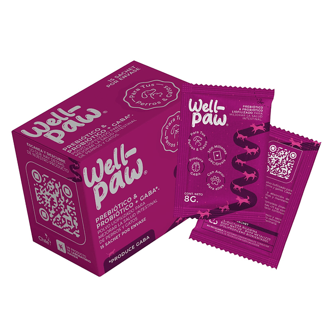 Well-Paw probiótico y prebiótico + GABA 
